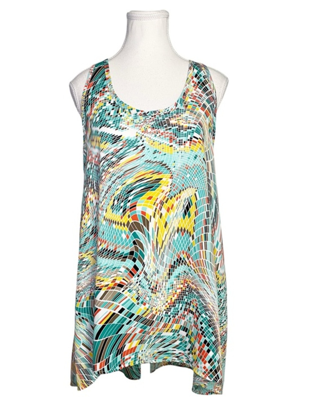 fab'rik Abstract Geometric Mosaic Sleeveless Tunic Top Tank Size Large